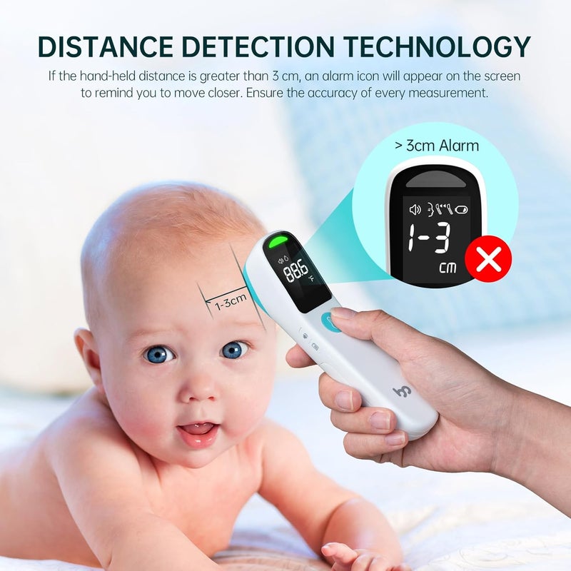 Femometer Thermometer for Adults and Kids, Automatic Measurement Within 1-3cm, Fast Accurate Baby Thermometer with Fever Alarm and Mute Mode, White - Image 2
